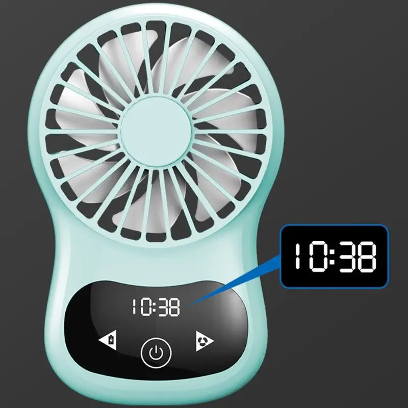 

Travel Rechargeable Portable Pocket USB Fan 3 Speed Adjustable Air Cooler Hand Held Real Time Display Touch Clock Desk Fan