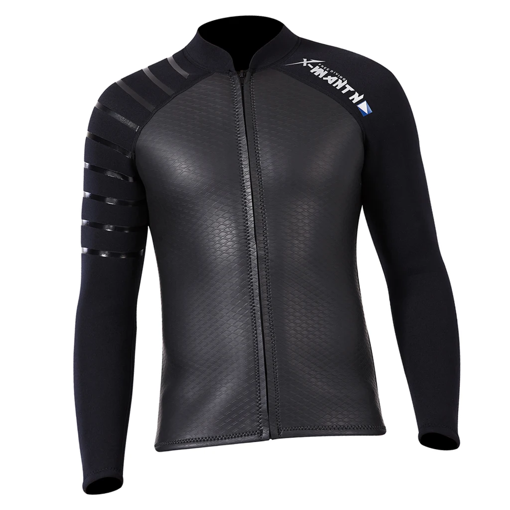 Men 3mm Wetsuit Jacket Top Long Sleeve Neoprene Wet Suits Swimwear Beachwear Rash Guard