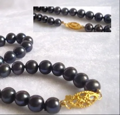 

ddh0061 SELLING BRISKLY 14K 9-10MM REAL TAHITIAN BLACK PEARL NECKLACE 18 INCH