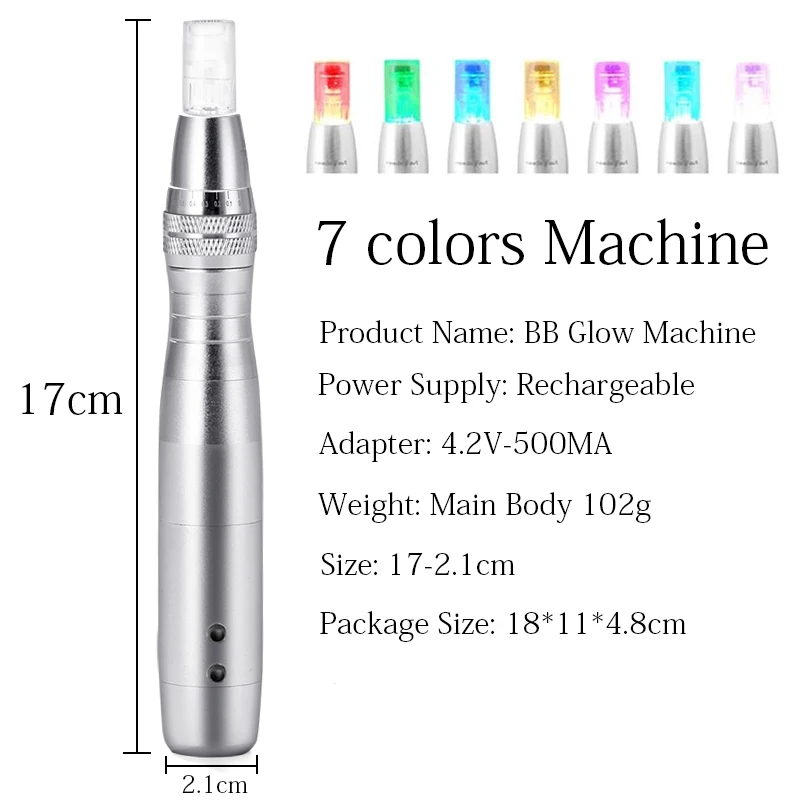 7 Color Lights LED Micro tiny needles BB cream Machine Skin tightening remove scar reduce wrinkles stretch microneedling device