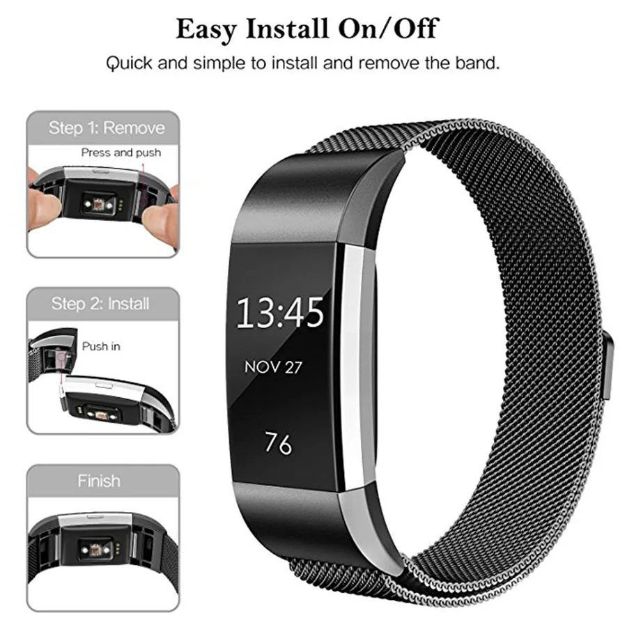 SCOMAS для Fitbit Charge 2 полосы Магнитный сменный ремешок из нержавеющей стали Fit Bit Charge2