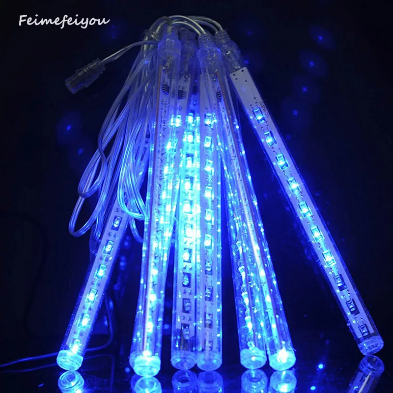 Feimefeiyou 20センチ8ピース80led流星シャワー雨チューブライトのledストリングライト装飾ツリーパーティーバレンタインマルチカラー