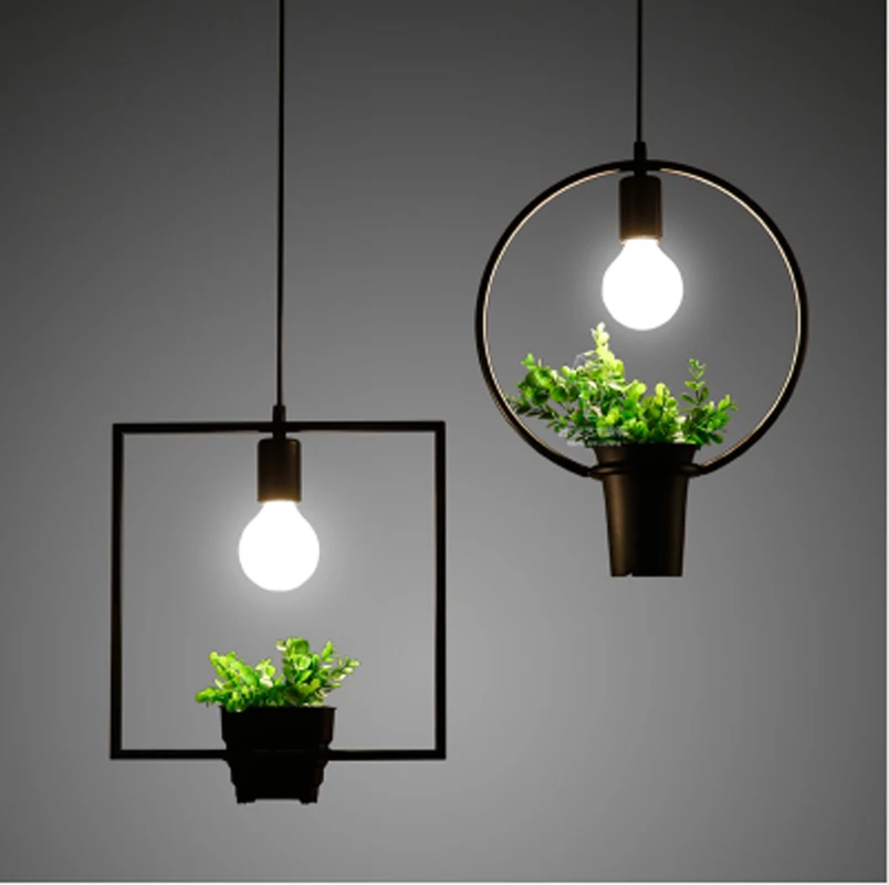 

ZYY Loft Retro Green Plant Vase Pendant Light GOLD Iron For Dining Room Restaurant Bedroom Coffee shop Living Room LED E27 bulbs