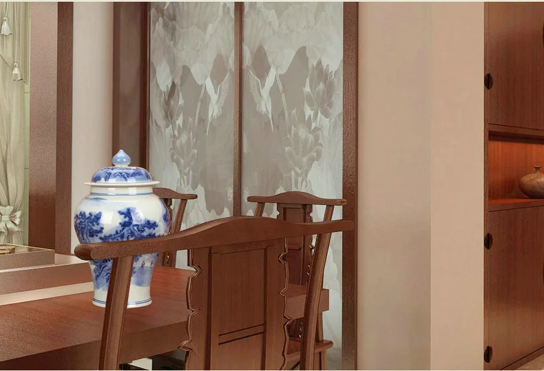 Blue and White Chinese ceramic ginger jar vase Antique Porcelain temple jars home decoration jars for collection (5)
