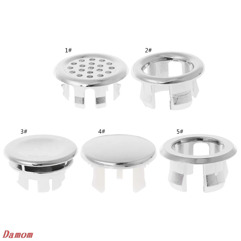 

Bathroom Basin Sink Overflow Ring Six-foot Round Insert Chrome Hole Cover Cap