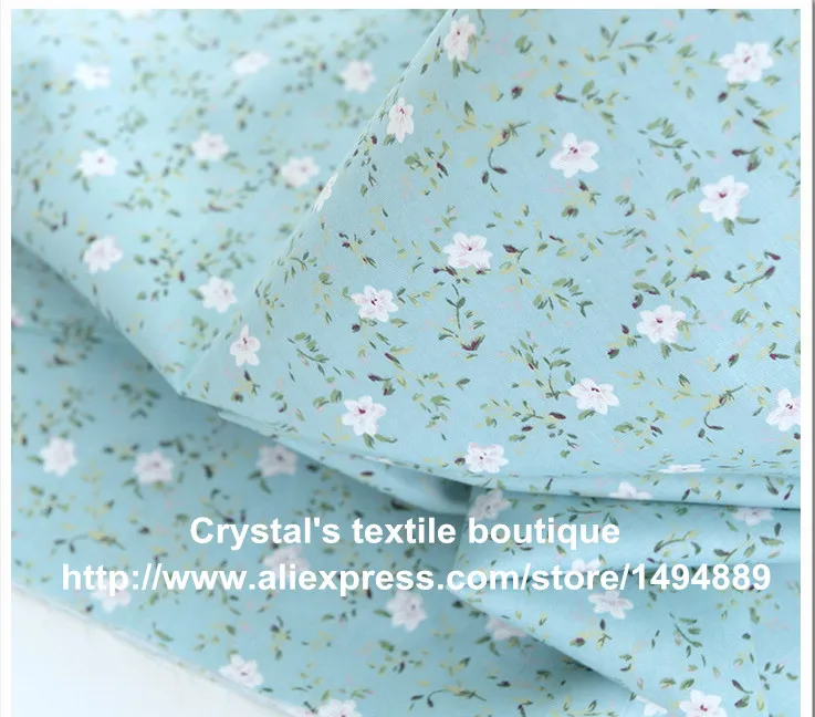Хлопковая ткань для стеганого детского платья с сине-белым цветочным принтом постельное Тильда на метр 160 см