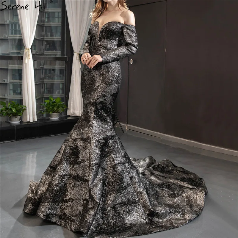 Black Silver Mermaid Long Sleeves Wedding Dresses 2020 Off