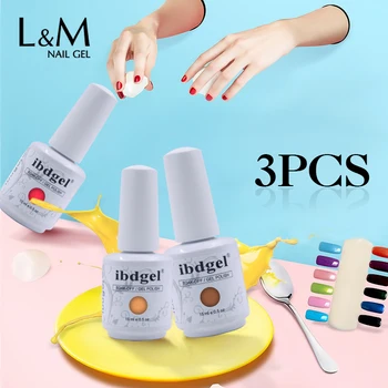 

15ml White Bottle 3pcs ibdgel Nail Salon Gel Polish summer colors nail art diy uv led nail gel polish
