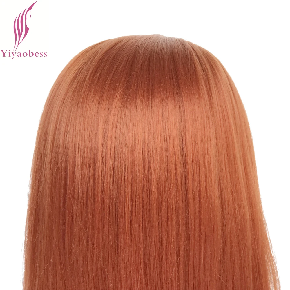 Yiyaobess прямой синтетический парик на кружеве Длинные оранжевые волосы термостойкие афроамериканские парики на кружеве для женщин