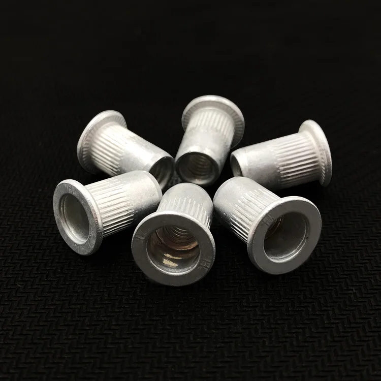10Pcs M4 M5 M6 Aluminum pull rivet nut flat knurled head column pattern