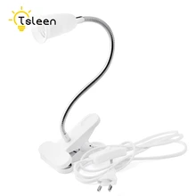 Дешевая настольная лампа E27, держатель с зажимом E27, Настольный светильник с зажимом, база с переключателем вкл. Выкл., кабель 1,7 м, гибкий универсальный поворотный Европейский штекер