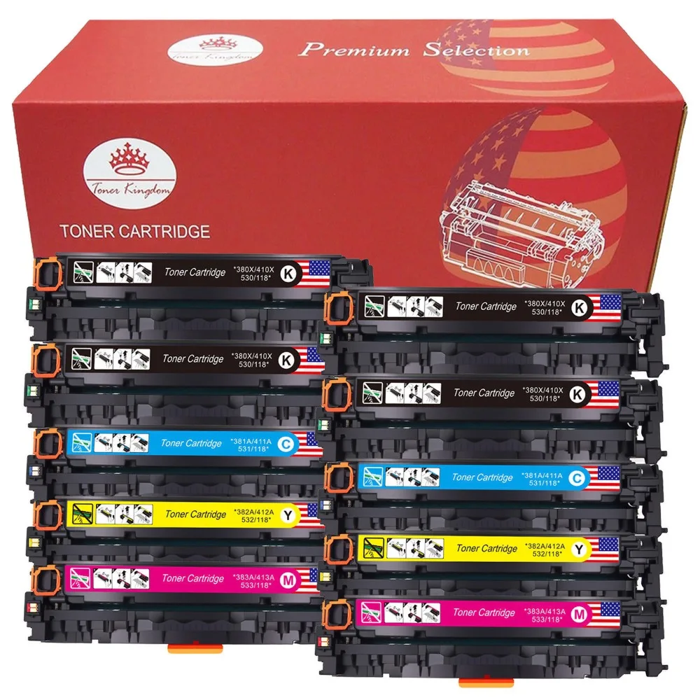 

TONER KINGDOM 10pcs CE410A- CE413A 305A Toner Cartridge For HP M451dn M451nw M375nw M475dn LaserJet Pro 300 Color M351a