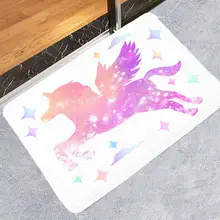 Горячая Единорог коралловый флис коврик для прихожей для кухни пейзаж ванная комната туалет Нескользящие Коврики для пола анти-скользящий коврик