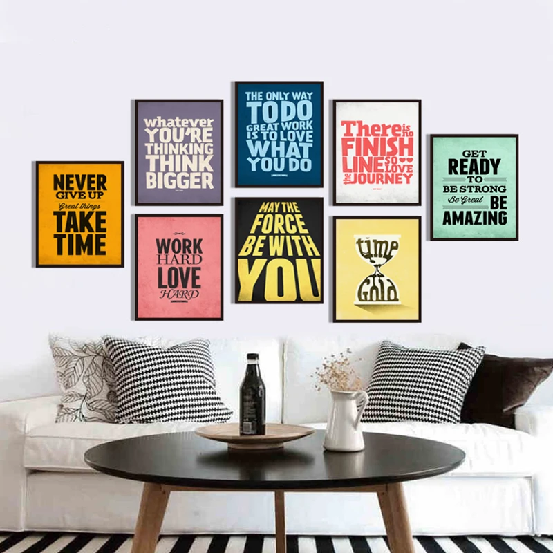 Simple English Phrase Motto Life Inspirational A4 Canvas Painting Art