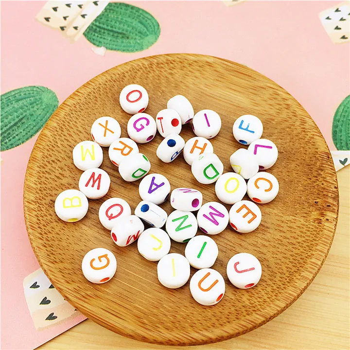 4  100pcs Mixed Letter Beads Charms Bracelet Jewelry Marking Square Alphabet Star Month Beads Necklace Diy Jewelry Accessories