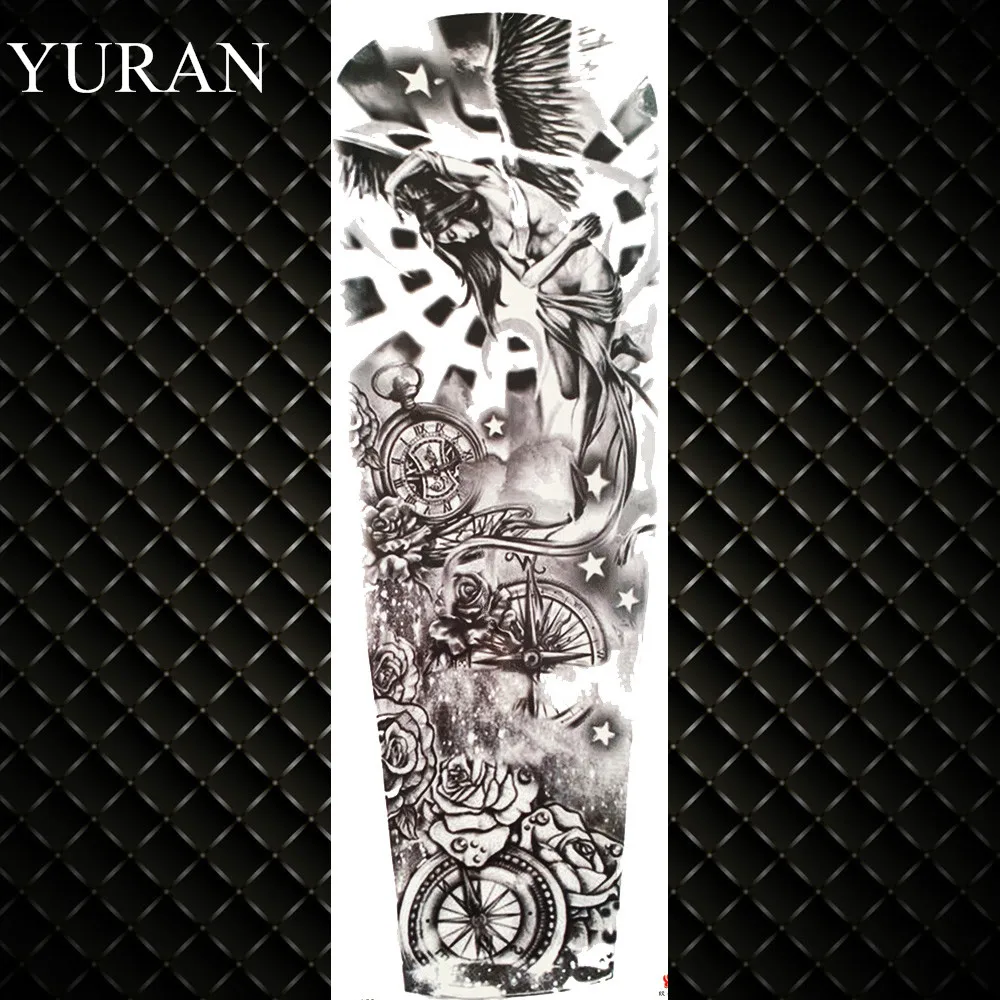 Летние временные водостойкие татуировки на полную ногу, с изображением Льва, тигра, хны, тату-Стикеры для мужчин и женщин, с изображением розы, на руку - Цвет: GTQB059