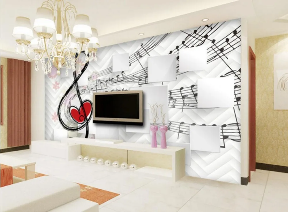 Beibehang Пользовательские личности 3D обои Примечания 3D музыкальная шкатулка ТВ фоне стены обои для стен 3 d papel де parede tapeten