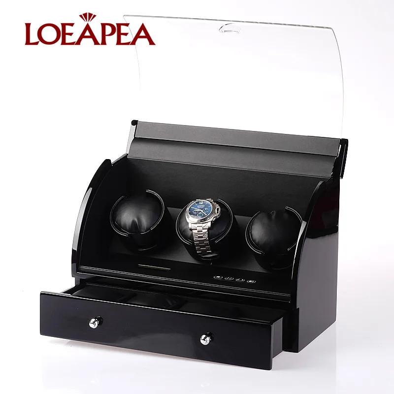 3 slots Watch winder for Automatic watches Japan MABUCHI motor Winders LCD control Wooden watch storage box Display showcase
