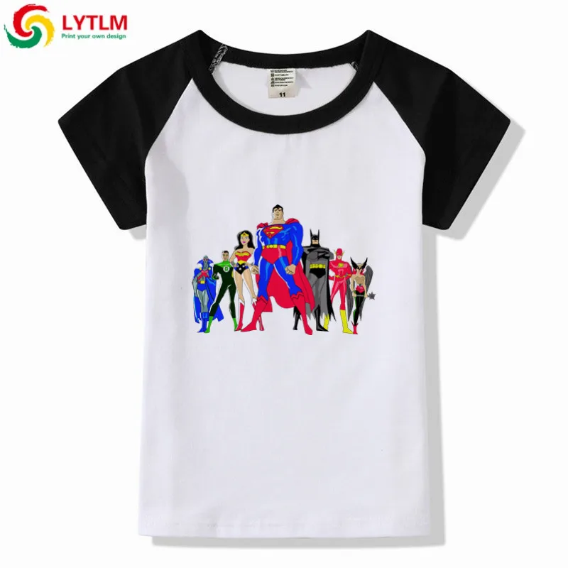 

LYTLM Marvel SuperHero T Shirts Superman Tshirt for Boys Batman Shirt Kids Flash Tee Shirt Enfant Garcon Raglan Sleeve Girls Top
