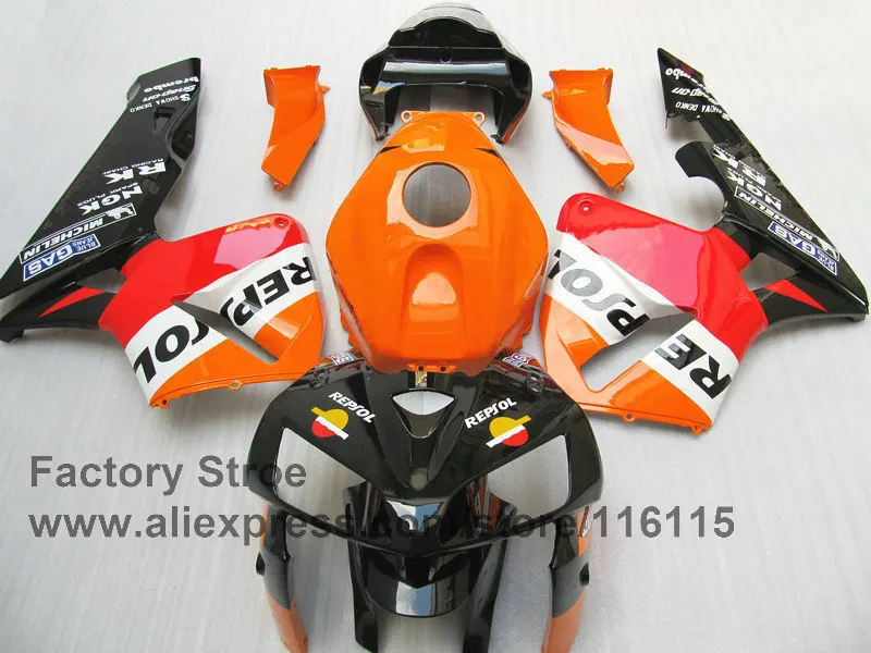 Комплект обтекателей для HONDA 05 06 CBR 600 RR CBR600RR 2005 2006 оранжевого цвета 7