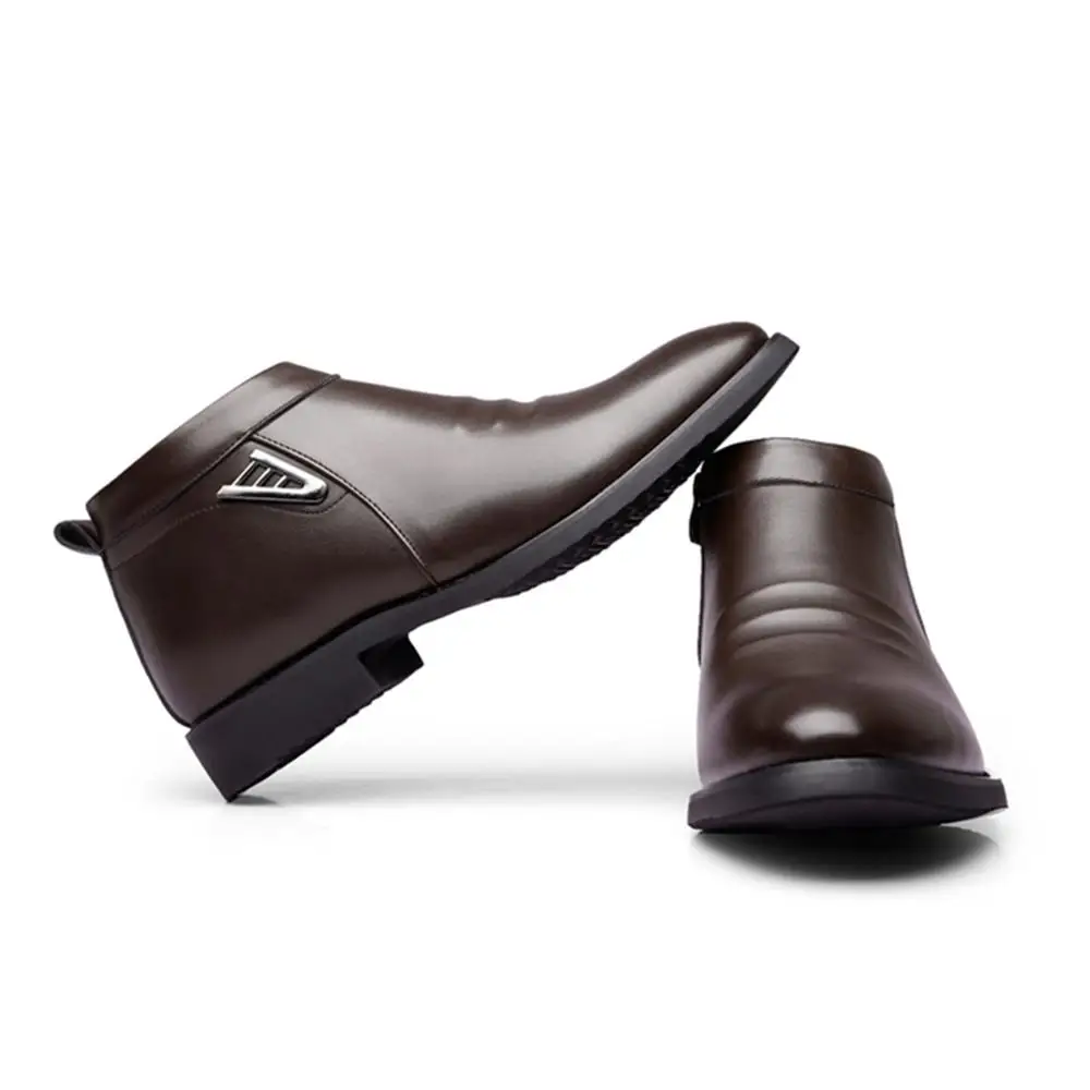 Ceny LAISUMK 2019 jesień zima Vlevet Retro mężczyźni buty wygodny zamek marki obuwie Split skórzane buty śniegowe buty męskie