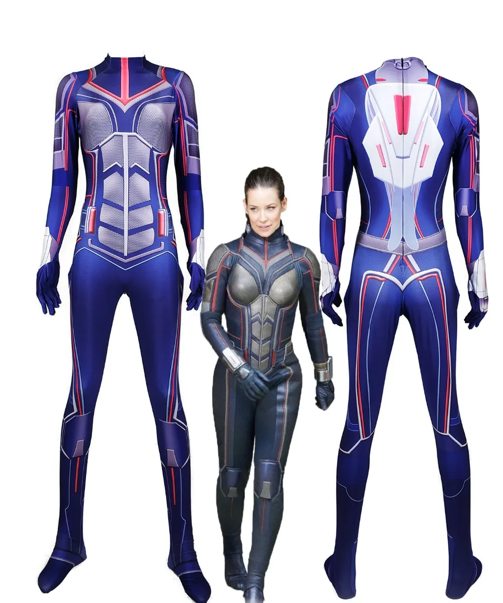 

High Quality New Women Ant-Man And The Wasp Cosplay Costume Superhero Lycar Zentai Bodysuit Halloween Jumpsuit
