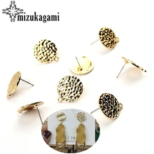 Boucles d'oreilles en alliage de Zinc, 10 pièces/lot, boucles d'oreilles rondes en métal doré, ondulation, connecteur pour bricolage, accessoires de fabrication de bijoux