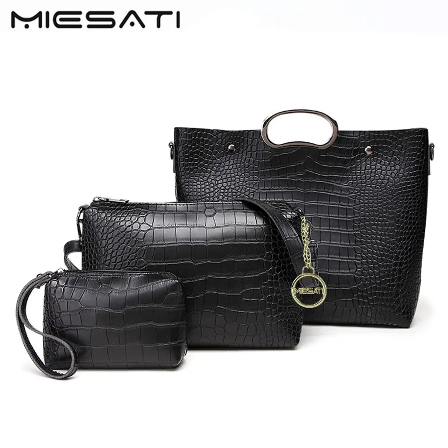 

MIESATI High Quality PU Leather Women Bags 3pcs Set bags female Handbags Purse Cultch Composite Messenger bag Leisure Tote Sac