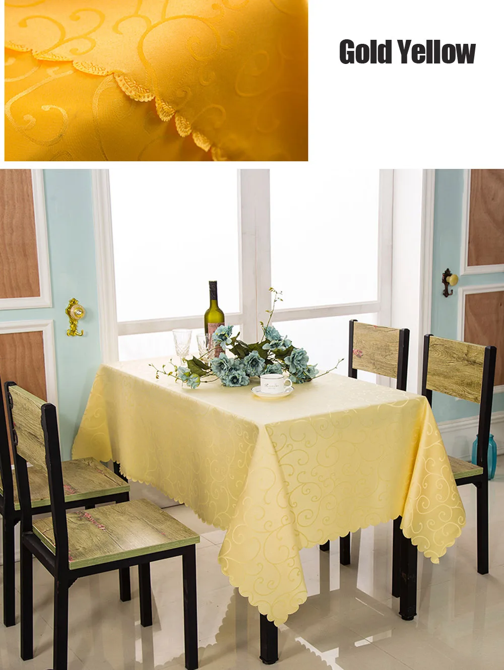 1 шт. Белый/Желтый Европейский цветок/прямоугольник полиэстер покрытие стола Западный Ресторан скатерть Свадебная вечеринка Декор