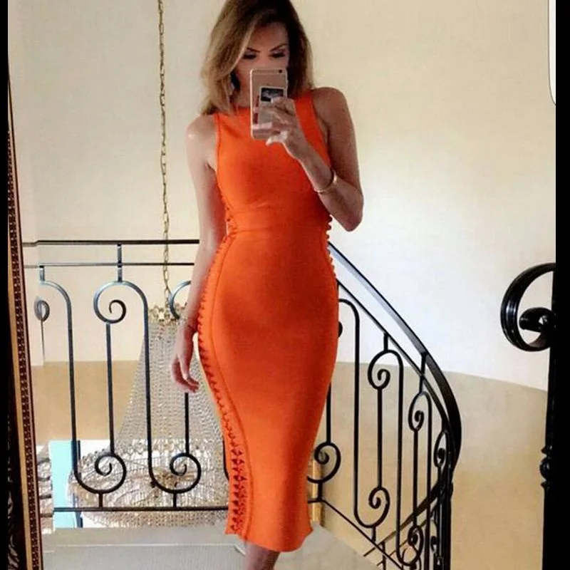 2017 babatique HL Бандажное платье сексуальное оранжевый синий vestido robe Ким Кардашян