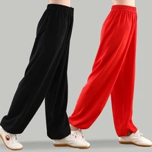 Унисекс, 5 цветов, лето, весна, осень, Тай-Чи, брюки taijiquan, штаны для единоборств кунг-фу, красный, розовый, черный