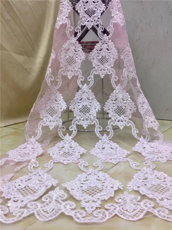 New French Nigerian sequins net lace African tulle mesh Sequence fabric high quality for wedding dress 5yards/lot gold | Дом и сад