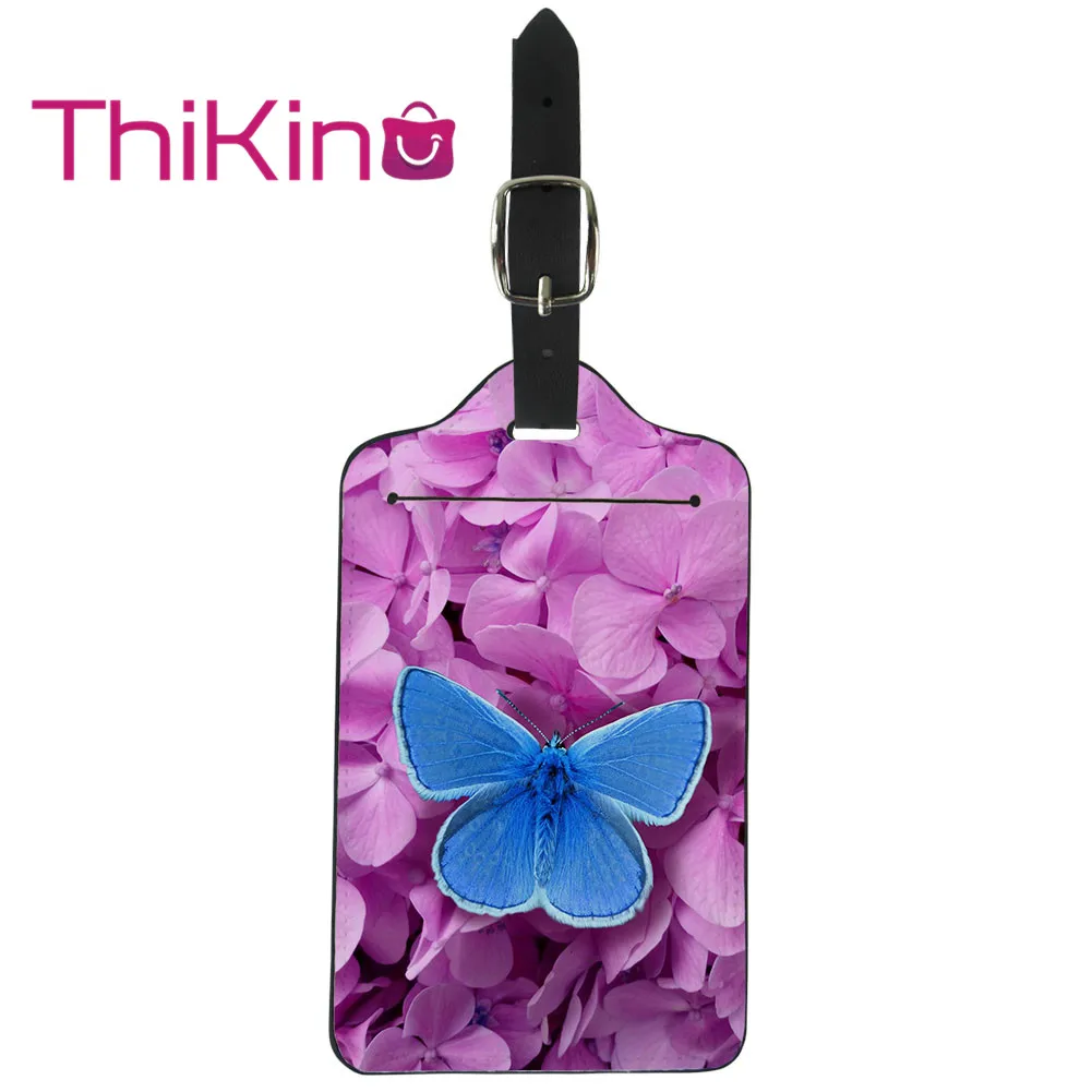 

Thikin Butterfly Luggage Tag Women Travel Accessories PU Suitcase ID Address Holder Baggage Boarding Tag Portable Label