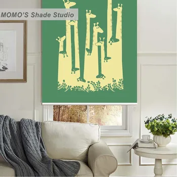 

MOMO Thermal Insulated Blackout Fabric Custom Painting Kids Window Curtains Roller Shades Blinds Shutter,PRB set29-34