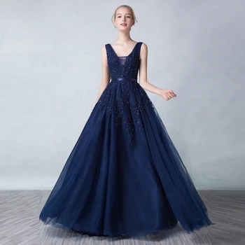 

Plus Sizes Navy Blue Sequins Beads Evening Dress Sleeveless Off the Shoulder Elegant Women Formal Dress Party Prom Dresses