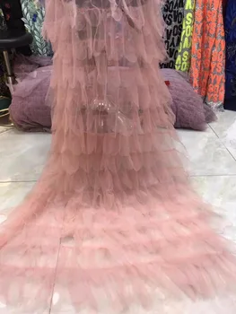 

The latest 3D fringe is a high quality African tulle lace fabric high quality Nigerian wedding lace white dress for free deliver