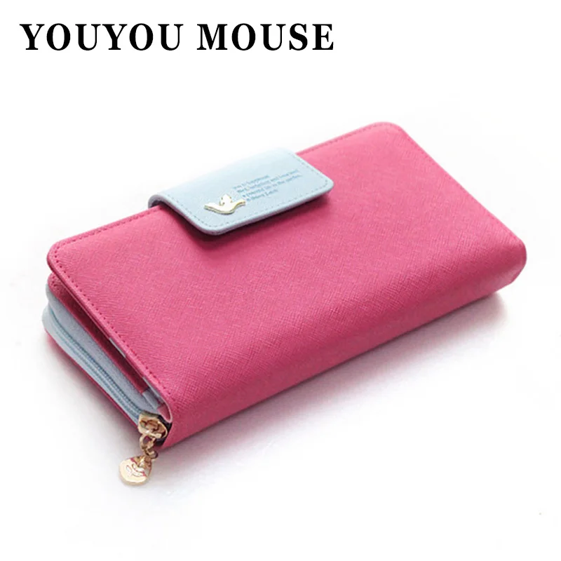  New Fashion Women Wallet Candy Colors Panelled Design Ladies Wallet High Korean Hasp Zipper Purse Clutch Coin Pocket Card Holder 