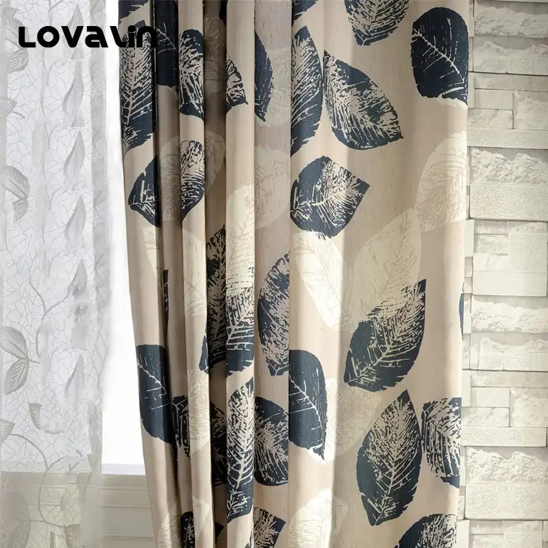 Lovalin 1pc Leaves Curtain For Living Room Bedroom Blackout