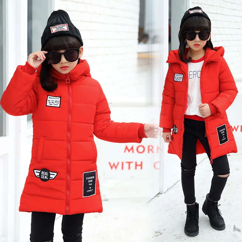 

Winter New Girls' Cotton Coat Long Thick Hooded Children's Cotton Suit Korean Version of Cotton Jacket TST556