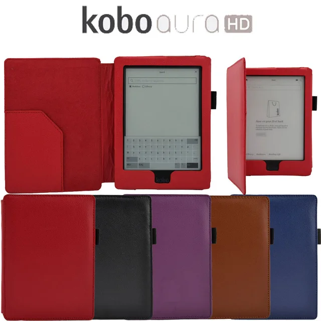 Smart leather cover case for Kobo Aura HD 6.8 inch ereader or / Kobo Aura h2o case with wake up