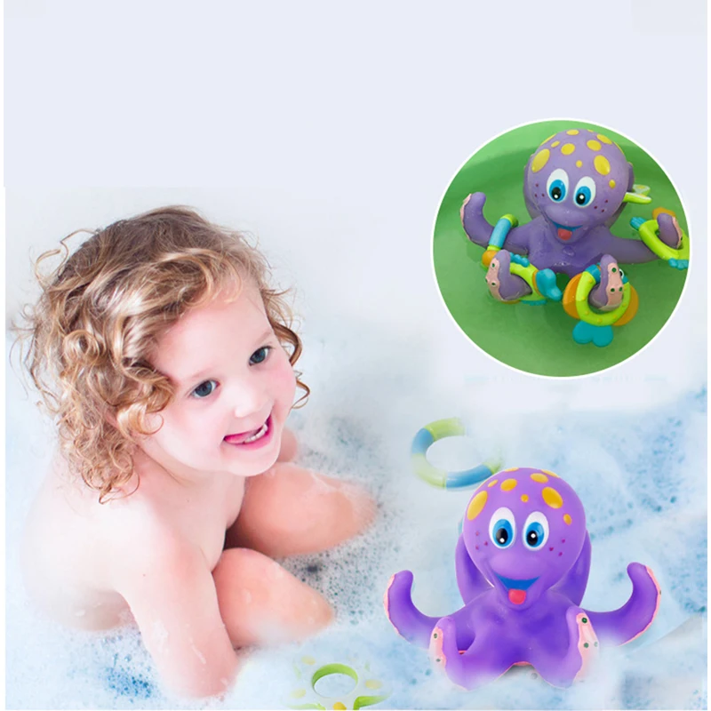 6 шт., детский плавающий мультяшный осьминог, детский душ для купания, сжимаемые игрушки для детей, играющих в воду, детские игрушки для
