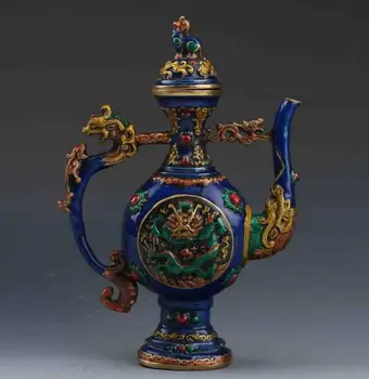 

21cm BEAUTIFUL CHINESE CLOISONNE HANDMADE DRAGON POT