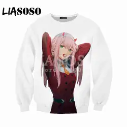 LIASOSO 2018 новая футболка Harajuku толстовки 3d принт аниме мультфильм девочка ноль два Для мужчин Для женщин повседневные пуловеры с длинными