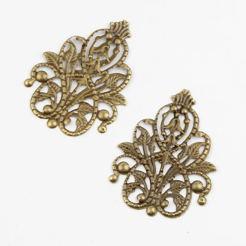 Bronze Leaves Filigree Connectors 20Pcs Metal Crafts Connector For