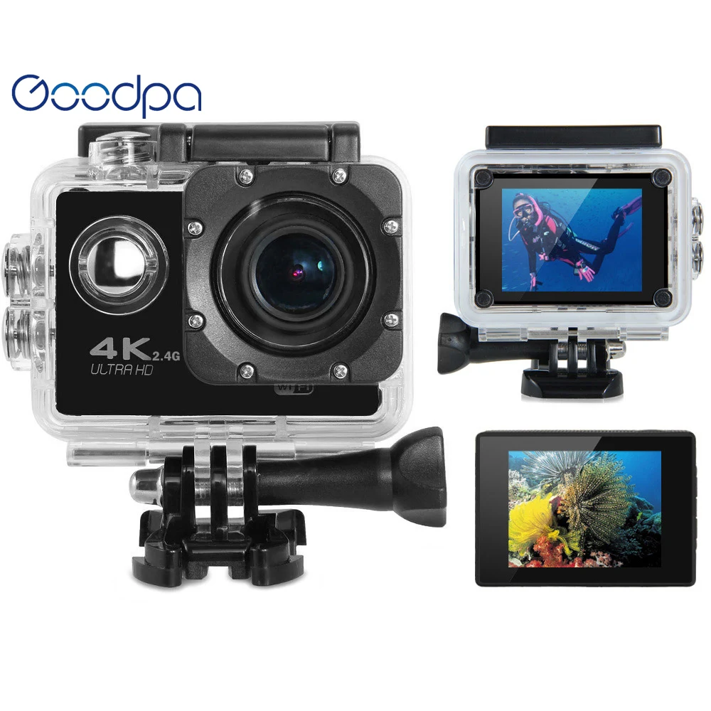 

Goodpa WIFI Action Camera F60/F60R 1080p HD V3 4K / 30FPS 2.0" 170D pro Helmet Cam 30meters Waterproof Sports DV Car Cam Camera