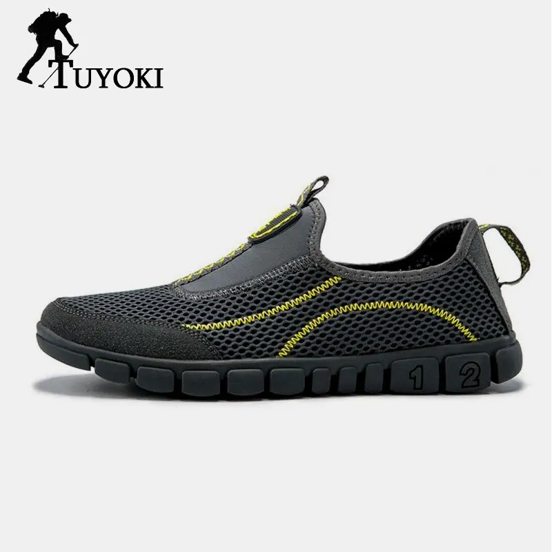 

Tuyoki Plus Size 40-46 Daily Breathable Casual Mesh Walking Shoes Men Summer Vacation Beach Shoes Man Sneakers Club Flats