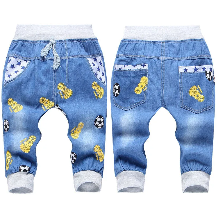2016 New Fashion Kids Jeans Elastic Waist Straight Cartoon Jeans Denim Seventh Pants Retail Boy Jeans For Kids 2-5 Y WB141 (18)