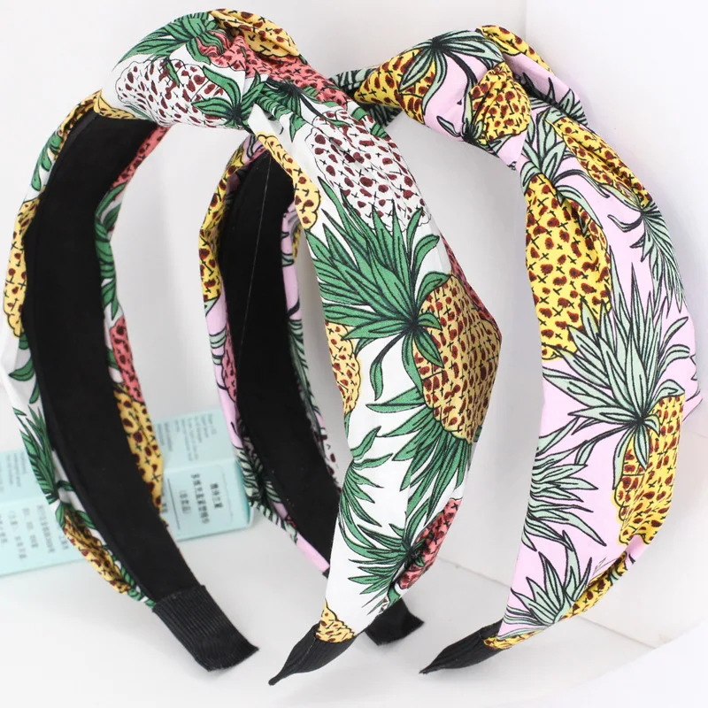 

Xiacaier Pineapple Print Headband For Women Lady Bohemian Party Retro Floral Elastic Turban Hairband Hair Accessories Hair Band