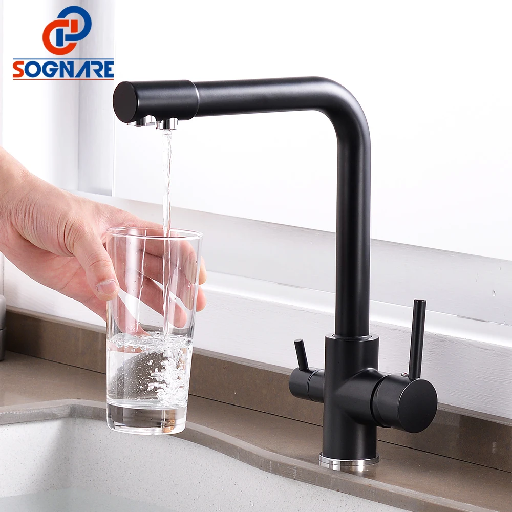 SOGNARE Кухня кран черный 3 способа фильтры для воды 360 градусов вращение