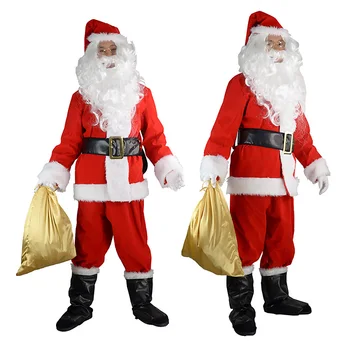 

10pcs/Set Santa Claus Suit Adult Christmas Costume Fancy Dress Cosplay Top Pants
